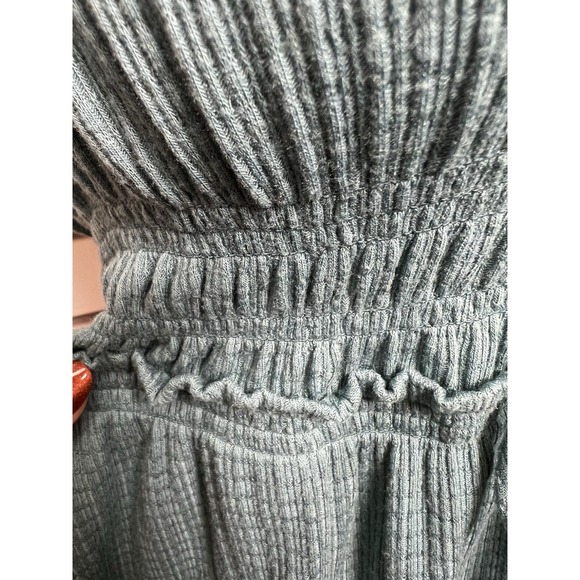 Free People Beach Bound Boho Plunge Ruched Babydoll Tank Top Size M Ocean Blue - Picture 4 of 8